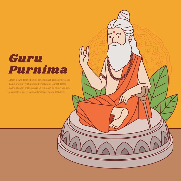 Platte goeroe purnima illustratie