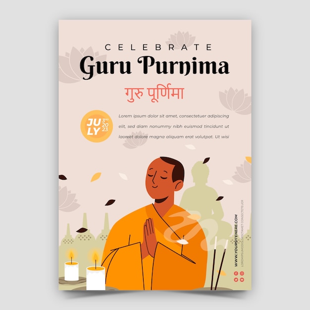 Platte goeroe purnima verticale poster sjabloon