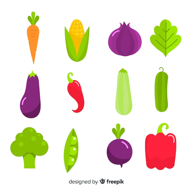 Gratis vector platte groenten en fruit achtergrond