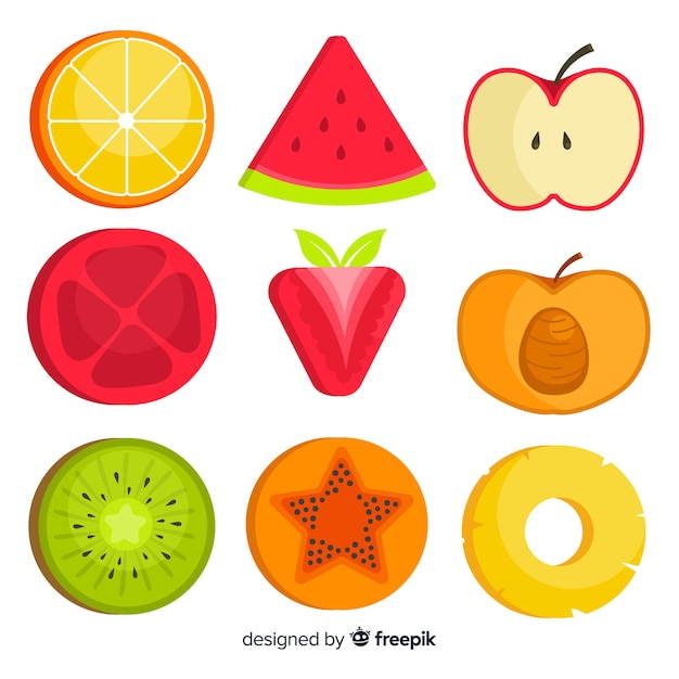 Gratis vector platte groenten en fruit achtergrond