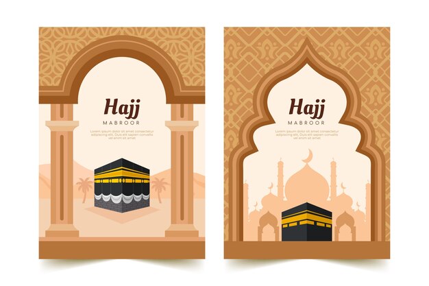 Platte hadj mubarak-kaartenverzameling met mekka