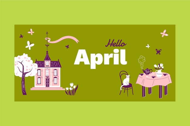 Gratis vector platte hallo april achtergrond