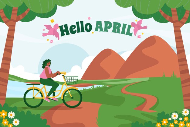 Platte hallo april banner en achtergrond