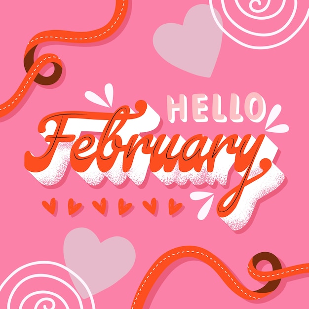 Platte hallo februari belettering