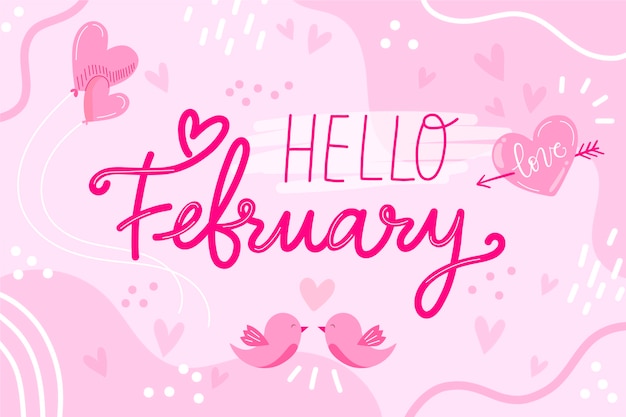 Platte hallo februari belettering