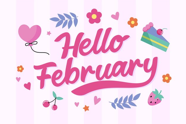 Platte hallo februari belettering