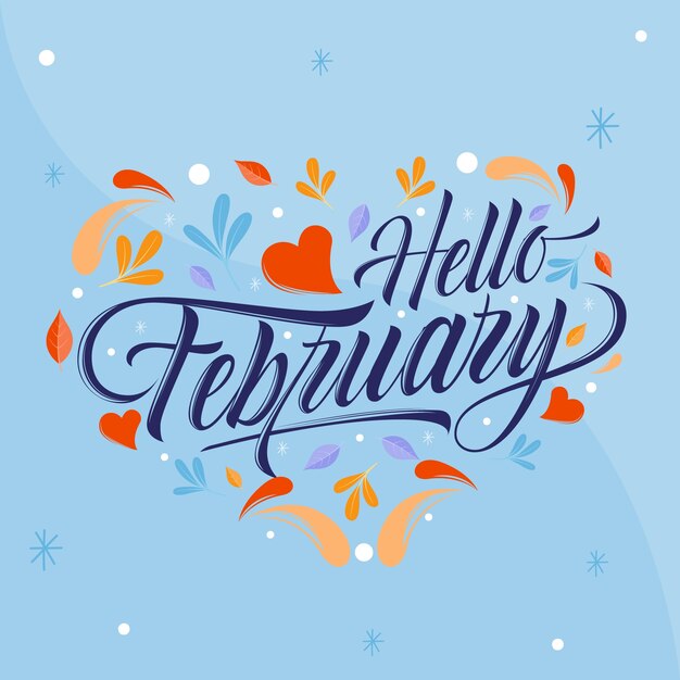 Platte hallo februari belettering