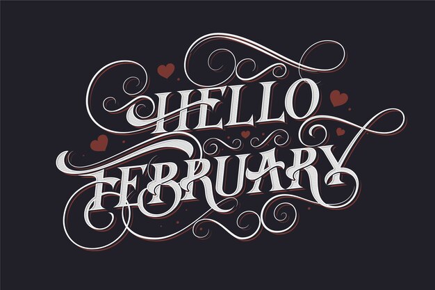 Platte hallo februari belettering