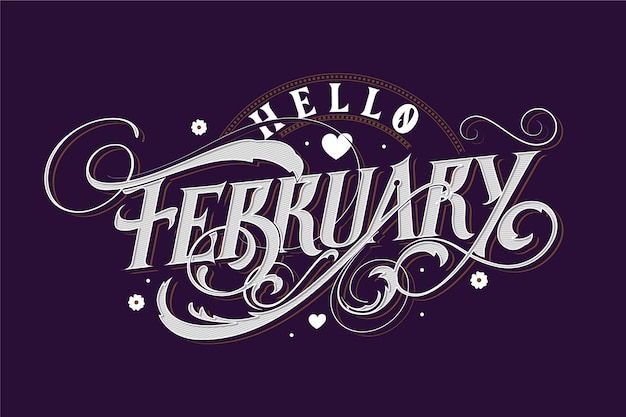 Platte hallo februari belettering