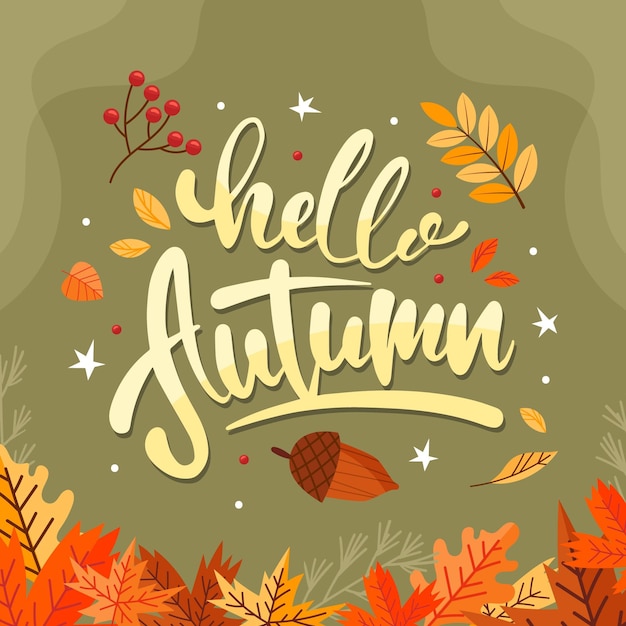 Gratis vector platte hallo herfstletters