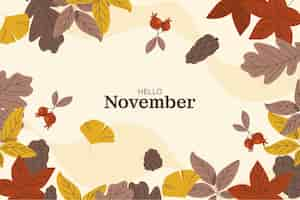 Gratis vector platte hallo november achtergrond voor de herfst