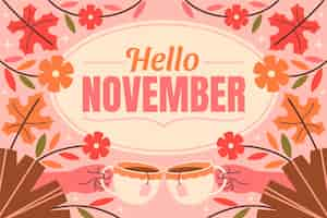 Gratis vector platte hallo november achtergrond voor de herfst