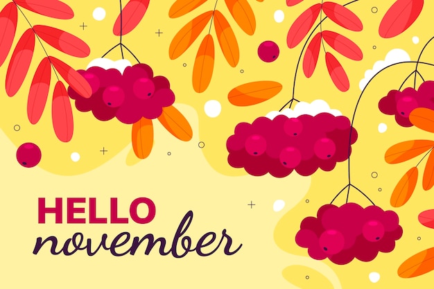 Gratis vector platte hallo november achtergrond