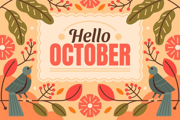 Platte hallo oktober achtergrond voor de herfst