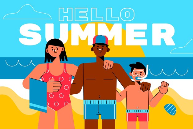 Platte hallo zomer illustratie