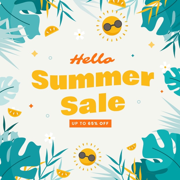 Gratis vector platte hallo zomer verkoop illustratie