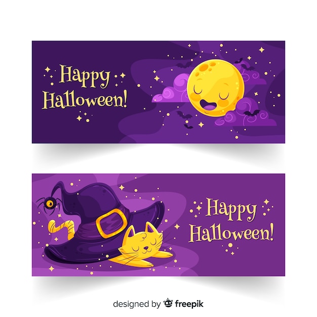 Platte halloween banners sterrennacht