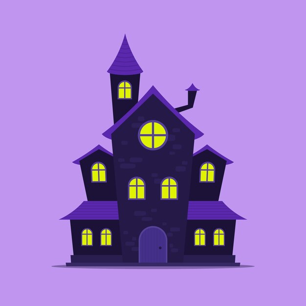 Platte halloween huis illustratie