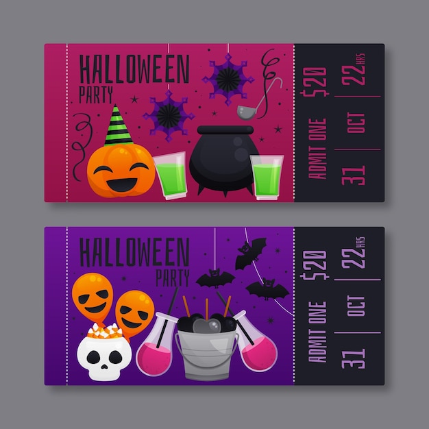 Gratis vector platte halloween kaartjes illustratie