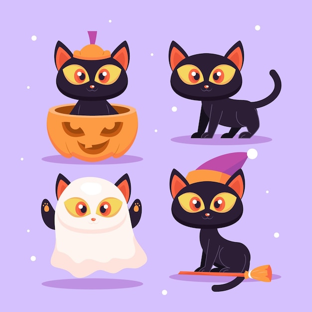 Gratis vector platte halloween kat illustratie