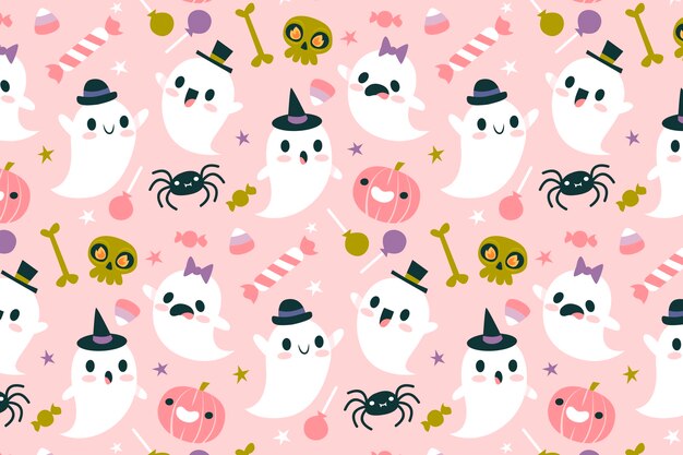 Platte halloween pastel patroon achtergrond