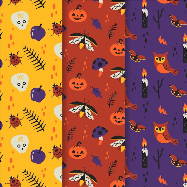 Gratis vector platte halloween-patroonontwerp