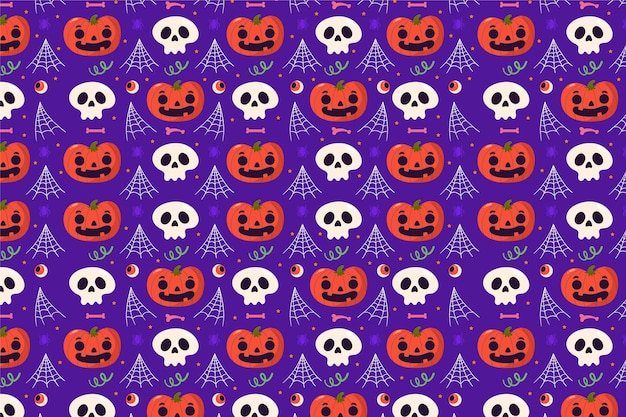 Gratis vector platte halloween-patroonontwerp