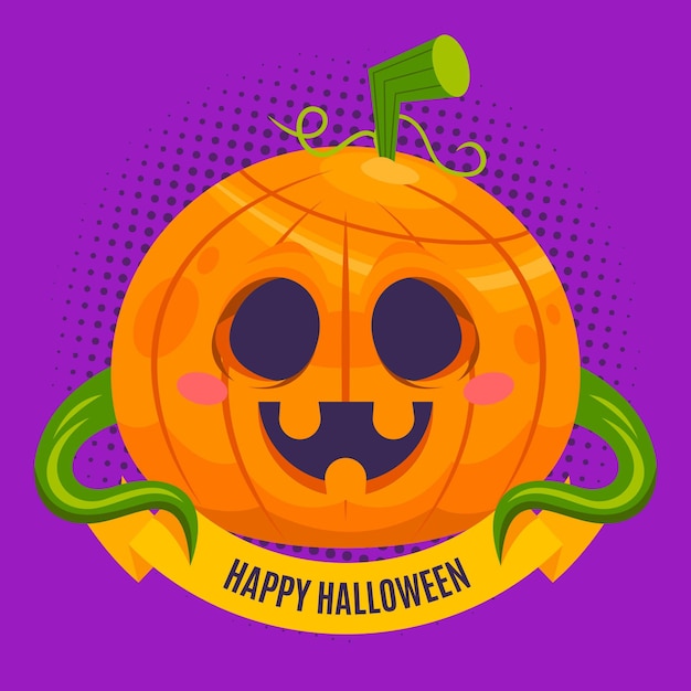 Gratis vector platte halloween pompoen illustratie