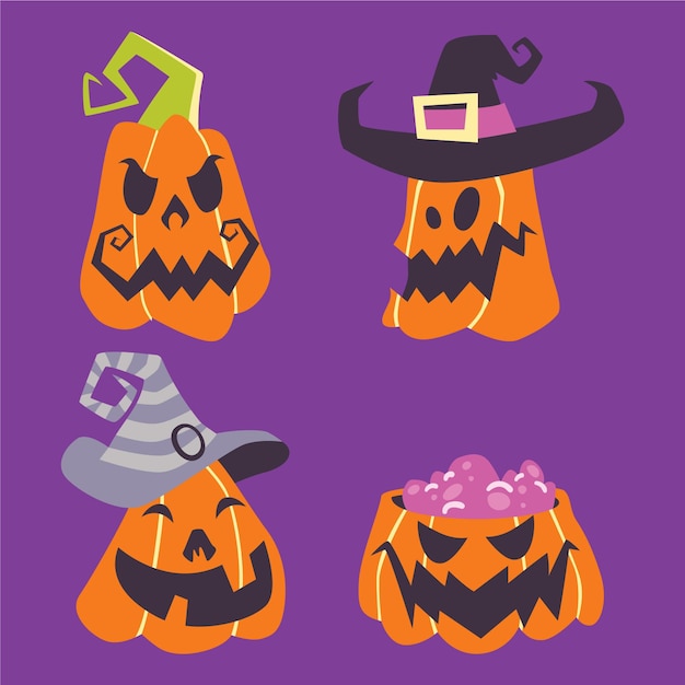 Gratis vector platte halloween pompoen illustratie