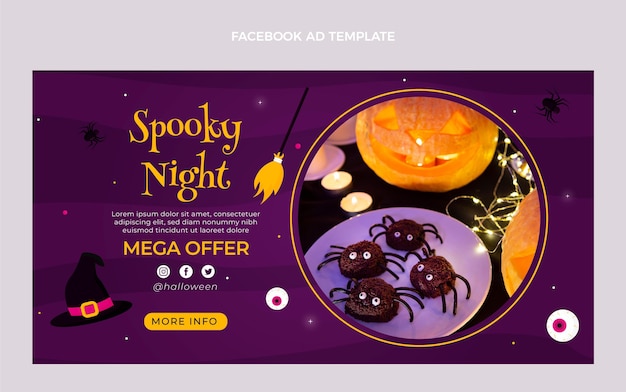 Gratis vector platte halloween social media promo sjabloon