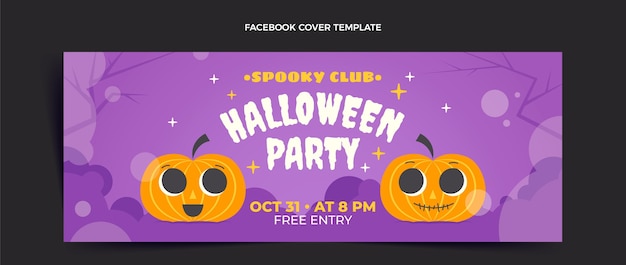 Gratis vector platte halloween sociale media voorbladsjabloon