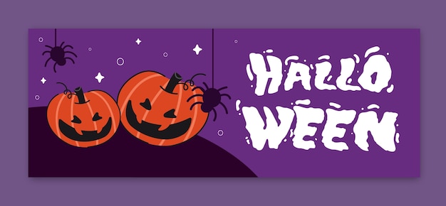 Gratis vector platte halloween sociale media voorbladsjabloon