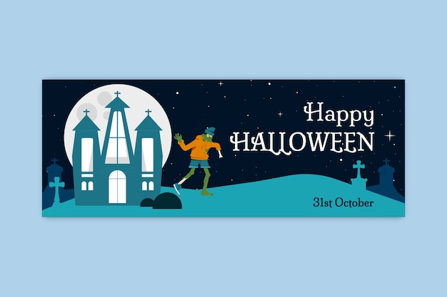 Gratis vector platte halloween sociale media voorbladsjabloon