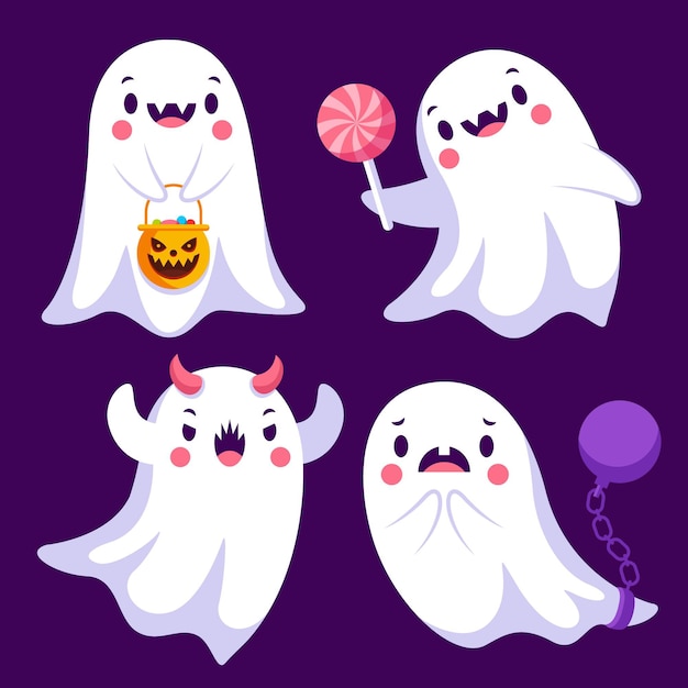 Gratis vector platte halloween spokencollectie