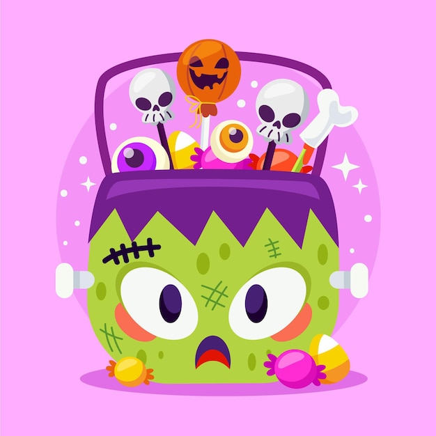 Platte halloween tas illustratie