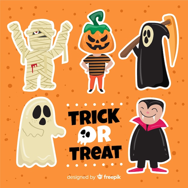 Gratis vector platte halloween tekensverzameling