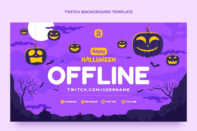 Gratis vector platte halloween twitch achtergrond