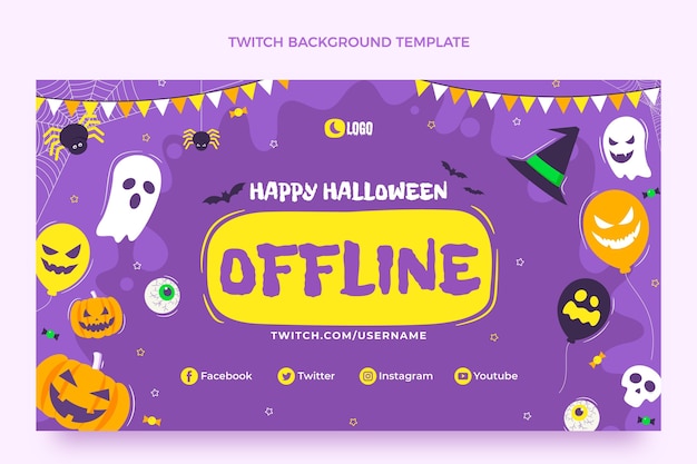 Gratis vector platte halloween twitch achtergrond