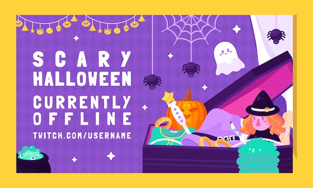 Gratis vector platte halloween twitch achtergrond