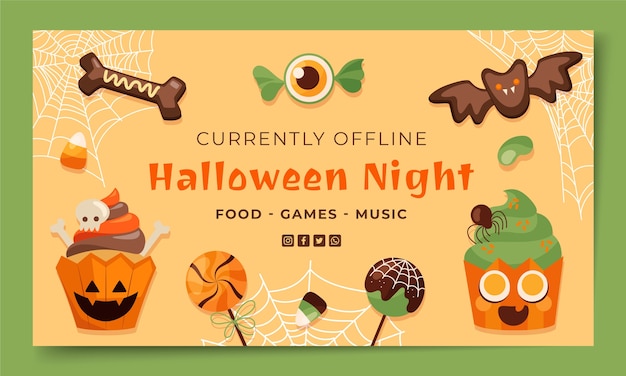 Gratis vector platte halloween twitch achtergrond