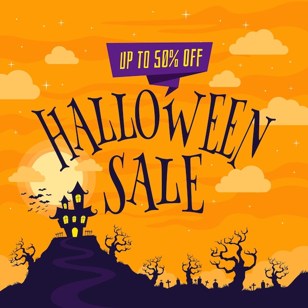 Gratis vector platte halloween verkoop illustratie