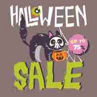 Gratis vector platte halloween verkoop illustratie