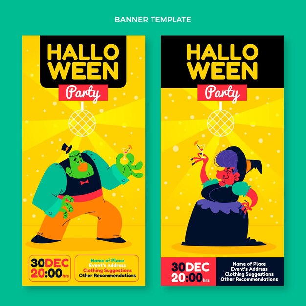 Gratis vector platte halloween verticale banners set