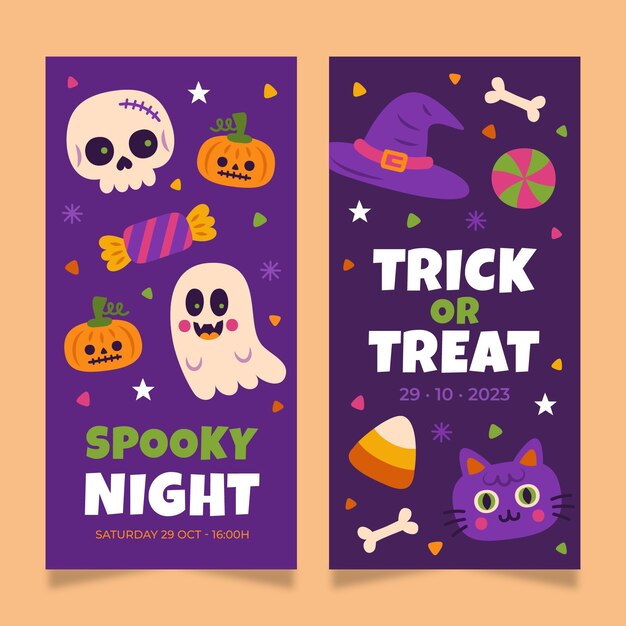 Platte halloween verticale banners set