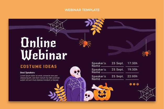 Gratis vector platte halloween webinar-sjabloon