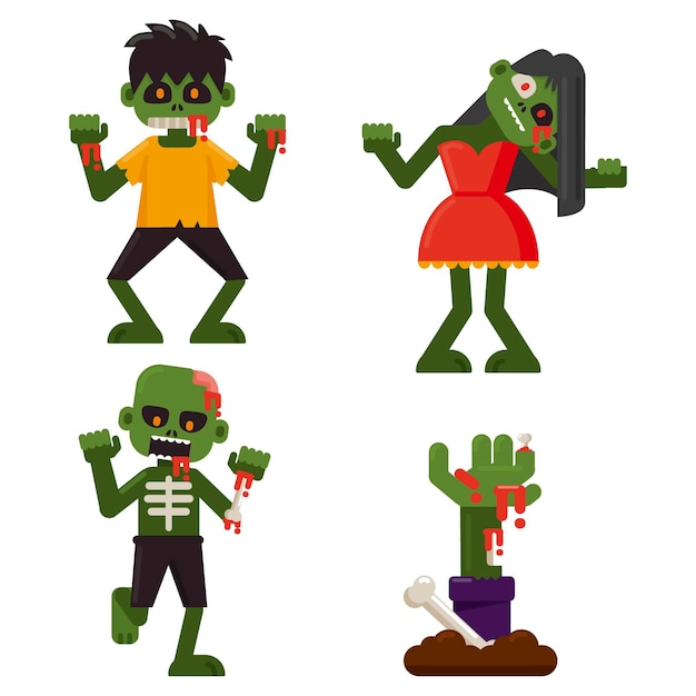 Platte halloween zombies-collectie