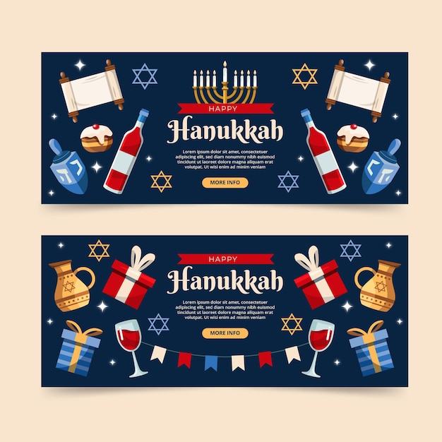 Platte hanukkah horizontale banners set