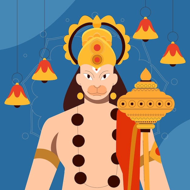 Gratis vector platte hanuman jayanti illustratie