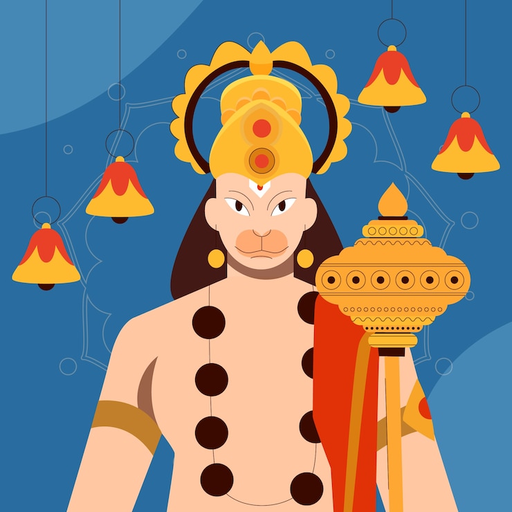 Gratis Vector platte hanuman jayanti illustratie