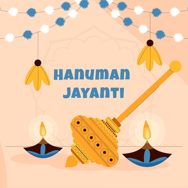 Gratis vector platte hanuman jayanti illustratie